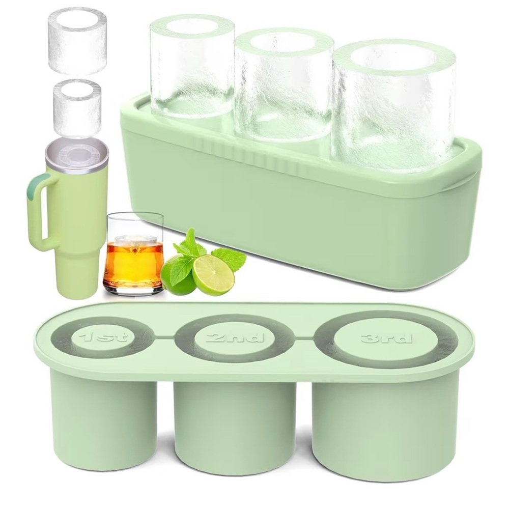 Ice Cube Tray for Tumbler Cup 30Oz-40Oz, 3 Pcs Silicone Cylinder Ice Mold - Picture 2 of 4